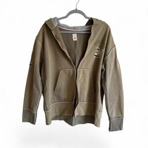 Red Camel green faded zip up patchwork hoodie sweatshirt XL